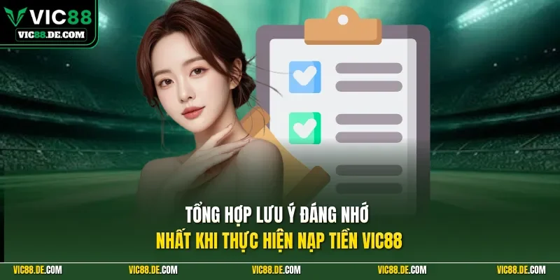 Tổng hợp lưu ý đáng nhớ nhất khi thực hiện nạp tiền VIC88